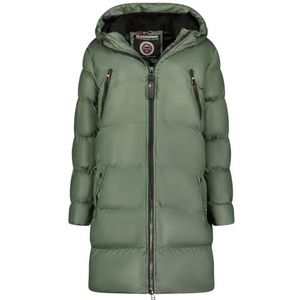Geographical Norway Adrianna Lady Lange parka voor dames, dik, warm, herfst, winter, dunne jas, capuchon, imitatiebont, winddichte jas, elegant donsjack voor dames (tuingroen, L), Tuin Groen, L
