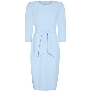 Adrianna Papell Women's Knit Crepe Tie Waist Sheath, Blue Mist