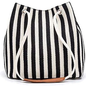 Bydenwely Vrouwen Canvas Tote Tassen Kleine Medium Schoudertas Dagelijks Werken Handtas voor Vakantie Reizen Zwembad, zwart., Medium