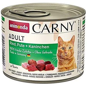 animonda Carny Adult kattenvoer, nat voer voor volwassen katten, rund, kalkoen + konijnen, 6 x 200 g