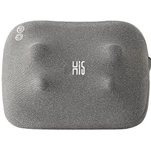 Hi5 Bravo Mini Shiatsu-massagekussen met warmtefunctie, automatische uitschakeling, wasbare overtrek voor schouders, nek rug en benen, grijs