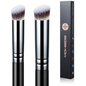EIGSHOW Concealerkwast, schuine precisie-concealer-kwastenset, make-upkwast, poederkwast voor crème of vloeibare make-up, zwart (E872 en E873)