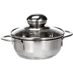 Karl Kruger Saturn Series Braadpan Mini Pot met glazen deksel, 12 cm, roestvrij staal, zilver