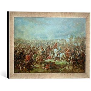 Ingelijste afbeelding van Friedrich Kaiser ""Vlag bij Slankamen 1691 / F.Kaiser"", kunstdruk in hoogwaardige handgemaakte fotolijst, 40x30 cm, zilver raya