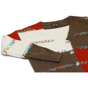 Fenia Dames eenrijige trui met V-hals en gekleurd gebreid meerkleurig maat XS/S, Meerkleurig, XS
