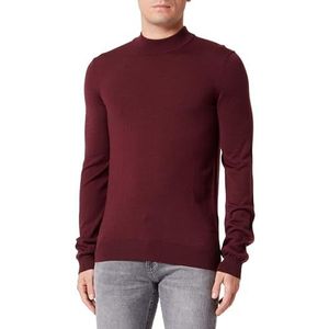 HUGO Heren San Matteo-M Slim-Fit pullover van scheerwol met opstaande kraag, Dark Red604, M