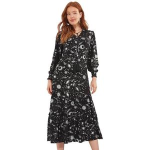 Joe Browns Vrouwen Foiled Constellation Star Print Tie Neck Maxi Jurk, Zwart, 14, Zwart, 40