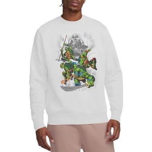 Tmnt Shredder And Turtles Comic Crew Sweatshirt, wit, klein, Wit, S