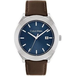 Calvin Klein Heren analoog quartz horloge met lederen band 25200200, marineblauw, riem