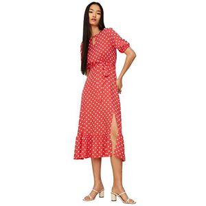 Trendyol Damesriem polka-dot-jurk jurk, rood, 34