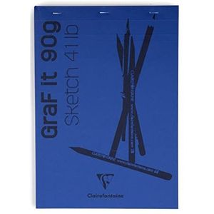 Clairefontaine GraF'it 96732C nietjes van metaal, 80 vellen schetspapier, afneembare vellen, A6, 10,5 x 14,8 cm, 90 g, omslag nachtblauw, verpakking met 5 notitieboeken