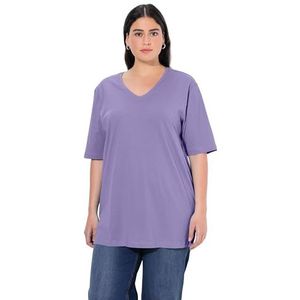 ULLA POPKEN T-shirt met V-hals voor dames, Lila Blauw, 52-54