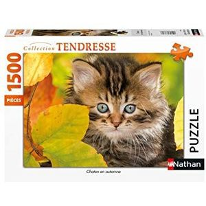 Nathan - Puzzel 1500 stukjes - kitten in de herfst - volwassenen en kinderen vanaf 14 jaar - hoogwaardige puzzel - perfecte montage - tedere collectie - 87803