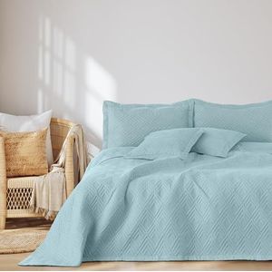 AmeliaHome Sprei 170x270 cm Bedsprei dubbelzijdig Ultrasoon stiksel Polyester Ophelia lichtblauw