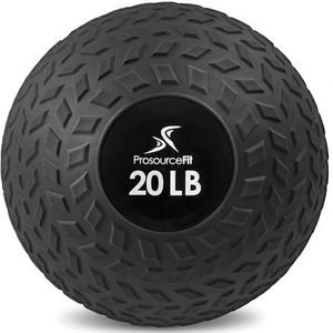 ProsourceFit Slam Medicine Balls 20 lbs loopvlak getextureerde grip dode gewicht ballen voor crosstraining, kracht- en conditioneringsoefeningen, cardio- en kerntraining, zwart