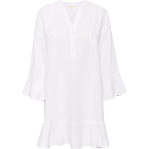 Part Two Mini-jurk voor dames, 3/4 mouwen, V-hals, relaxed, pasvorm, gedetailleerde details, Helder Wit, 36