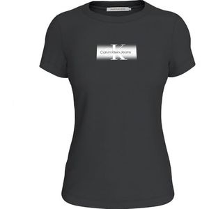 Calvin Klein Jeans Dames geschetst CK Slim TEE S/S T-shirt, Ck Zwart, S, zwart., S