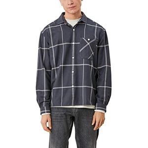 s.Oliver Heren overhemd lange mouwen Relaxed Fit, Donkerblauwe ruit, XL
