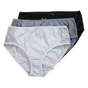 Ulla Popken - Midislips - Zwart - Verpakking van 3 stuks - Met Kant