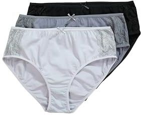 Ulla Popken - Midislips - Zwart - Verpakking van 3 stuks - Met Kant