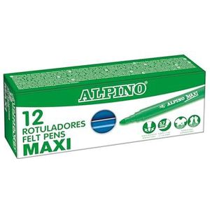 Alpino Verpakking met 12 viltstiften Maxi, lichtblauw, super wasbare markers voor kinderen, superheldere schoolstiften, dikke punt 5,7 mm, duurzaam en robuust