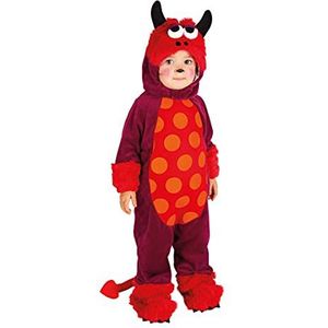 Rubies Diablo Monster Diablin kostuum voor baby's, 1-2 jaar, rompertje met klittenbandsluiting en staart, muts met oogje en hoorn, origineel Rubies voor Halloween, Kerstmis, carnaval en verjaardag.