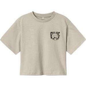 NAME IT Nkfnokonti Ss Short Nreg Top T-shirt voor meisjes, zoemer zand, 116