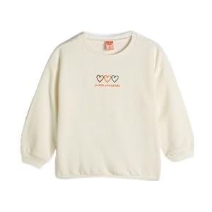 Koton Meisjes Lange Mouwen Crew Neck Flower Heart Gedrukt Gedrukt Brushed Interieur Katoen Sweatshirt, ecru(010), 3-4 jaar