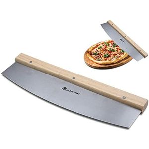 MasterPro Foodies Grote pizzasnijder, roestvrij stalen lemmet, afmetingen 35 x 10 x 2 cm, professioneel pizzames, snijd je pizza nauwkeurig, veilig en eenvoudig