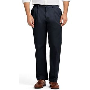IZOD Men's American Chino Pleated Pant, Navy, 38W x 30L