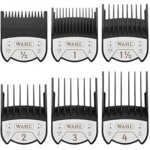 WAHL Premium Magnetic Attachment Combs, #0.5-4, 1.5-13mm, Clipper-opzetkammen, opbergdoos, hulpstukken, accessoires voor tondeuses en trimmers, zwart, Kuno, Chromstyle, Genio