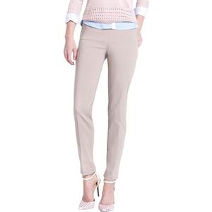 SLIM-SATION Women's Wide Band Pull On Ankle Pant with Tummy Control, 14, Stone