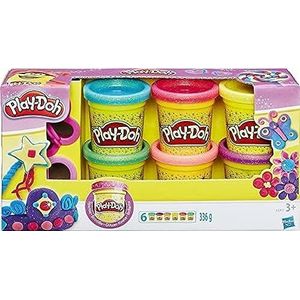 Play-Doh Sparkle-set met 6 potjes niet-giftige Play-Doh-glitterklei van 56 gram