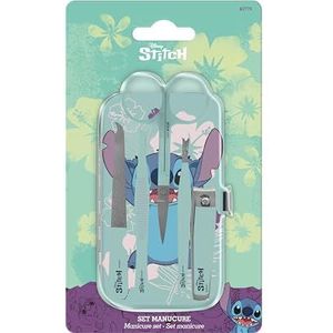 DISNEY Stitch Manicureset voor kinderen, 5 accessoires, complete set nagelknipper, schaar, vijl, tang – handverzorgingsset voor meisjes, jongens – officieel product Disney