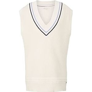 TOM TAILOR Denim Dames Trui met V-hals 1033053, 10348 - Gardenia White, L