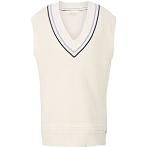 TOM TAILOR Denim Dames Trui met V-hals 1033053, 10348 - Gardenia White, L