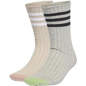 Adidas Unisex Comfort 2 paar Crew sokken, medium grijs heide/wonder beige/zwart/wit, L