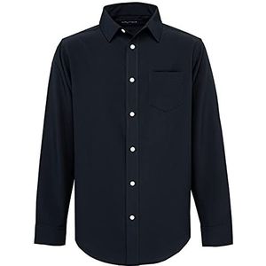 Nautica Heren School Uniform lange mouwen Performance Oxford Shirt Shirt Shirt met Button-down-kraag, Donkerblauw, L