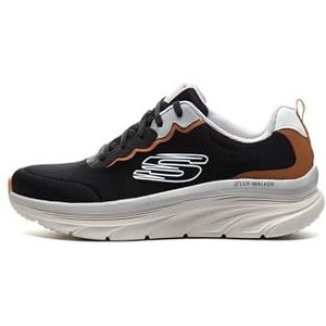 Skechers D'lux Walker Scrambler Sneaker voor heren, Zwart Mesh Oranje Synthetische Trim, 46 EU