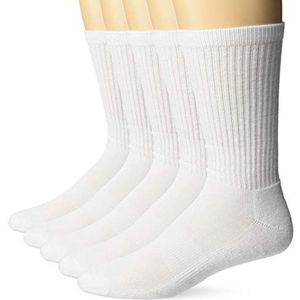 Sof Sole Cushioned Crew Socks Men's 8.5-12.5, Women's 11-13, Large, White (6 Pair)