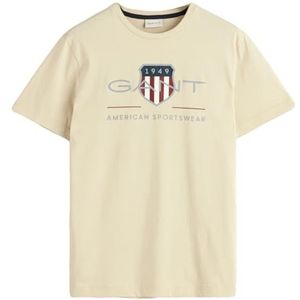 GANT Reg Shield Ss ARCHIV Logo T-shirt voor heren, zijdeachtig beige, L