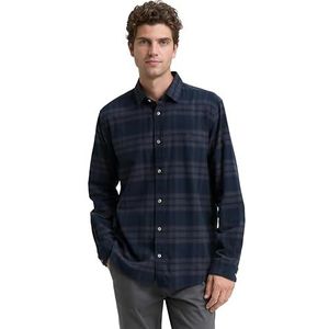 TOM TAILOR - Overhemd - Navy - Katoen - Geruit - Lange Mouw