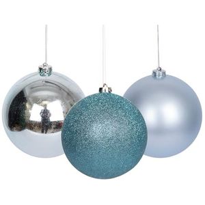 15cm/3 stuks kerstballen onbreekbaar lichtblauw, kerstboomdecoraties, bal ornamenten, ballen, kerstversieringen, hangende decoraties, vakantiedecoratie - glanzend, mat, glitter