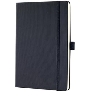 SIGEL CO122 Premium notitieboek gelinieerd, A5, hardcover, zwart, van duurzaam papier - Conceptum - met paginanummers, inhoudsopgave, pennenlus, vouwtas