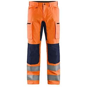 Blaklader 158518115389C60 werkbroek met stretch, High Vis oranje/marineblauw, maat C60