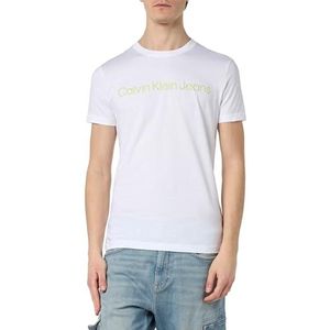 Calvin Klein Jeans Slim Tee S/S T-shirts met institutioneel logo voor heren, Helder Wit, XXS