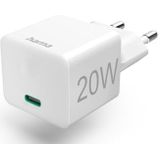 Hama USB-C-snellader 20 W PD/Qualcomm (USB-C-oplader, USB-C-oplader, mini-oplader, ideaal voor iPhone, iPad, AirPods, smartphone, PD) wit