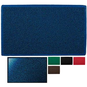 LucaHome - Deurmat van badstof, blauw, rechthoekig, met antislip onderkant, zeer absorberend, 45 x 75 cm, pvc-vlokken, deurmat voor binnen en buiten