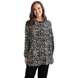 DeFacto Hemdblouse met lange mouwen voor dames, hemd met knopen voor vrijetijdskleding, zwart, S