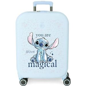 Joumma Bags Disney Stitch You are Magical Cabine Kofferset, gemaakt van ABS, een sterk en lichtgewicht materiaal, zijcombinatieslot, rugzakken, schoolrugzakken, kinderrugzakken, Lichtblauw, cabine